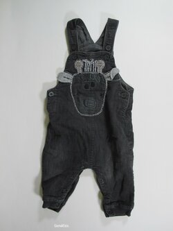 Tmavé džínové kalhoty s laclem  secondhand