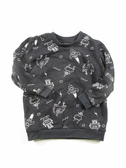 Šedá mikina s roboty second hand Šedá mikina s roboty second hand