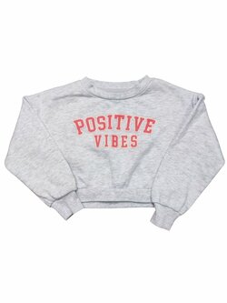 Crop mikina šedá pro holky s nápisem secondhand
