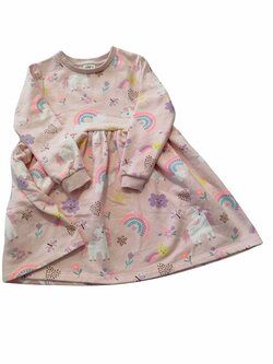 Růžové šaty s dlouhým rukávem a obrázky secondhand Růžové šaty s dlouhým rukávem a obrázky secondhand