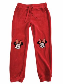 Semišové kalhoty červené s Minnie pro holky secondhand Semišové kalhoty červené s Minnie pro holky secondhand