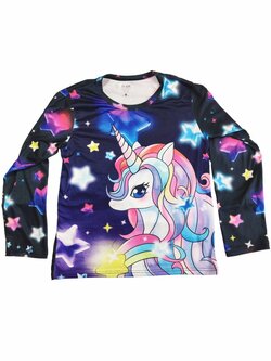Barevné triko s dlouhým rukávem s jednorožcem secondhand Barevné triko s dlouhým rukávem s jednorožcem secondhand