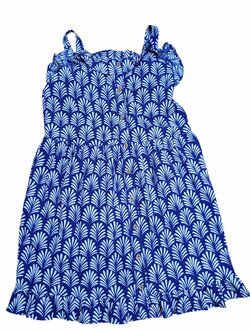 Šaty na ramínkách s knoflíky modré s bílým vzorem secondhand Šaty na ramínkách s knoflíky modré s bílým vzorem secondhand