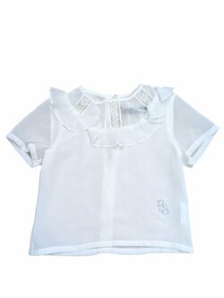 Bílá halenka s krátkým rukávem s volánky outlet