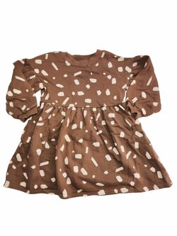 Jarní hnědé mikinové šaty se vzorem pro holky secondhand Next