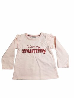 Růžové triko s volánky a nápisem dlouhý rukáv outlet Nutmeg Růžové triko s volánky a nápisem dlouhý rukáv outlet Nutmeg