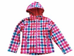 Kostkovaná jarní bunda růžová s kapucí pro holky secondhand Trespass Kostkovaná jarní bunda růžová s kapucí pro holky secondhand Trespass