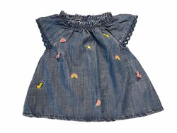 Džínové šaty s obrázky krátký rukáv secondhand Džínové šaty s obrázky krátký rukáv secondhand