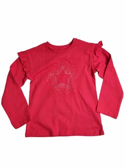 Červené triko s volánky dlouhý rukáv pro holky outlet Nutmeg