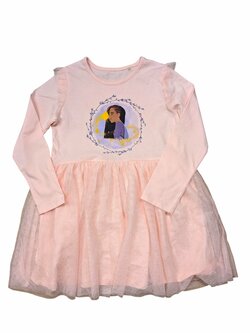 Meruňkové šaty s obrázkem a dlouhým rukávem secondhand