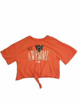 Oranžové triko typu crop s obrázkem pro holky secondhand River Island Oranžové triko typu crop s obrázkem pro holky secondhand River Island
