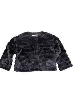 Chlupatý černý kabátek pro holky secondhand - Chlupatý černý kabátek pro holky secondhand -