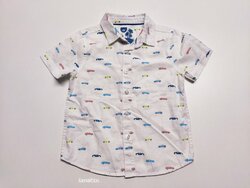 Bílá košile s autíčky pro kluky kr. rukáv secondhand Bílá košile s autíčky pro kluky kr. rukáv secondhand
