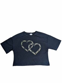 Černé triko se zlatými srdíčky pro holky secondhand River Island