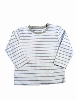 Bílé tričko béžovými pruhy a dlouhým rukávem outlet Baby