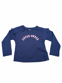 Tmavě modré triko s volánky pro holky secondhand TU Tmavě modré triko s volánky pro holky secondhand TU