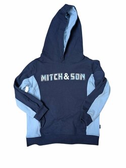 Modrá mikina pro kluky s nápisem secondhand Mitch&Son Modrá mikina pro kluky s nápisem secondhand Mitch&Son