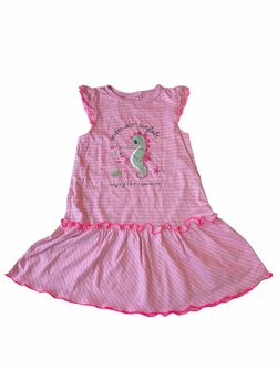 Pruhované šaty růžové s obrázkem pro holky secondhand Topolino