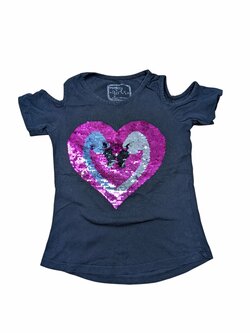 Černé triko se třpytivým obrázkem pro holky secondhand Pepco Černé triko se třpytivým obrázkem pro holky secondhand Pepco