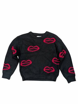 Černý svetr s pusinkami pro holky secondhand girlswear