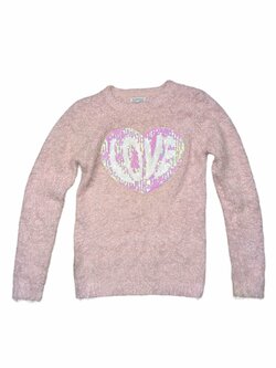 Růžový svetr s obrázkem pro holky secondhand bluezoo