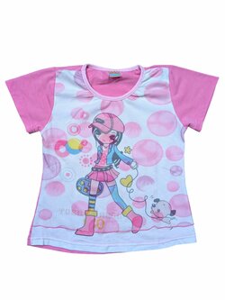 Růžovo bílé triko s obrázkem pro holky secondhand Good Children Růžovo bílé triko s obrázkem pro holky secondhand Good Children