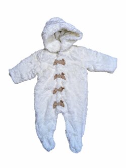 Bílá zimní kombinéza chlupatá pro holky secondhand mamas&papas Bílá zimní kombinéza chlupatá pro holky secondhand mamas&papas