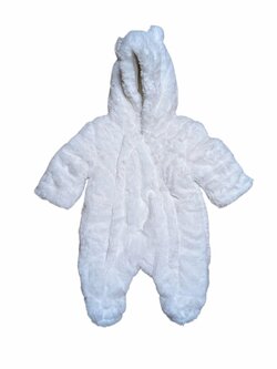 Bílá zimní kombinéza chlupatá pro holky secondhand George Bílá zimní kombinéza chlupatá pro holky secondhand George