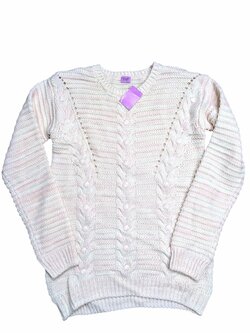 Světlý růžovo bílý svetr pro holky outlet F&F Světlý růžovo bílý svetr pro holky outlet F&F