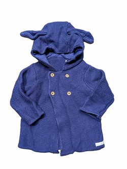 Modrá pletená bunda s ušima pro kluky secondhand Peter Rabbit Modrá pletená bunda s ušima pro kluky secondhand Peter Rabbit