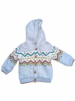 Světle modrá teplá pletená bunda se vzorem pro kluky secondhand Nutmeg Světle modrá teplá pletená bunda se vzorem pro kluky secondhand Nutmeg