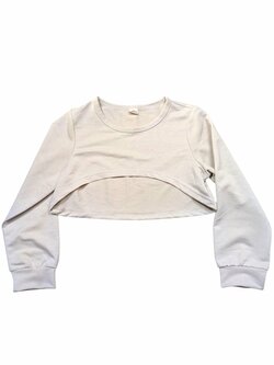 Světlé crop triko s dlouhým rukávem pro holky secondhand