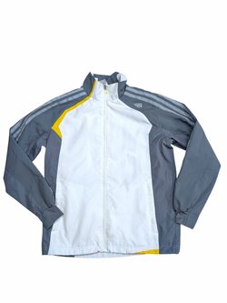 Šedo bílá sportovní bunda pro kluky secondhand Adidas Šedo bílá sportovní bunda pro kluky secondhand Adidas