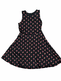 černé šaty s plámeňákem pro holky secondhand CA černé šaty s plámeňákem pro holky secondhand CA