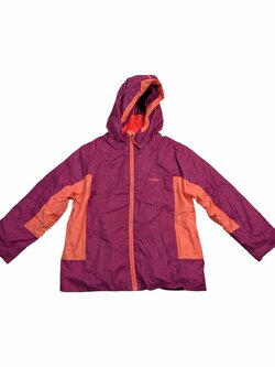Zateplená šusťáková bunda vínová oranžová pro holky secondhand Decathlon