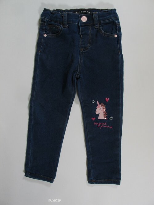 Džínové modré kalhoty pro holky secondhand