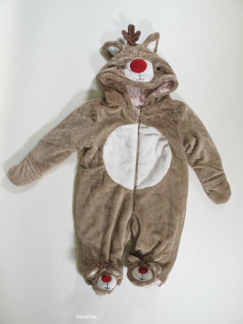 Fleesové přechodová kombinéza sob vánoční pro děti secondhand