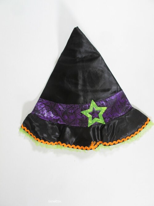 Klobouk na karneval černo fialovo oranžový secondhand