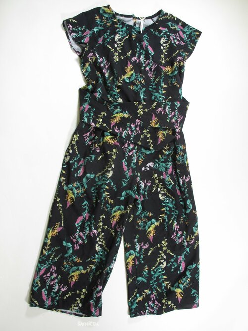 Overal pro holky černý s kytkami secondhand