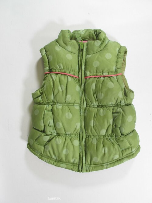 Zelená vesta pro holky s puntíkem secondhand