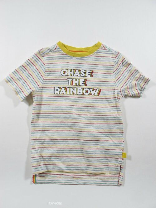 Pruhované triko s nápisem secondhand