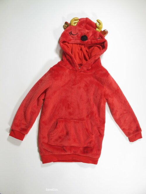 Fleesová mikina červená vánoční secondhand