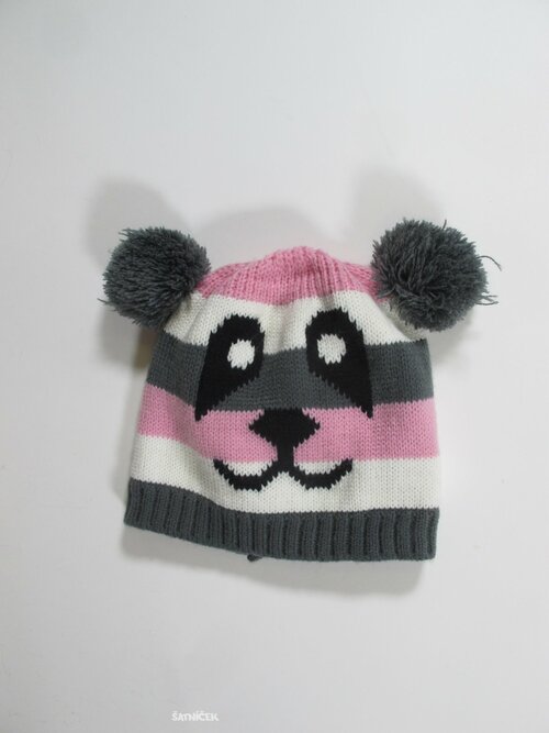 Zimní čepice  černo růžovo bílá  secondhand