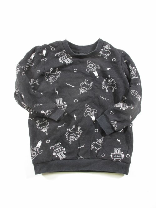 Šedá mikina s roboty second hand