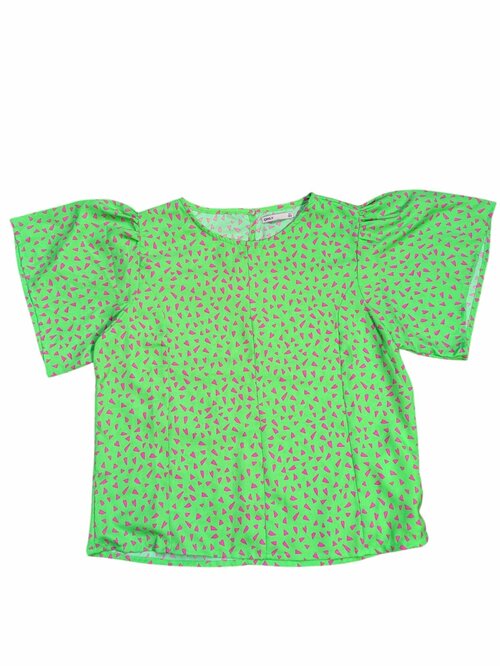 Zelená halenka s růžovým vzorem pro holky secondhand