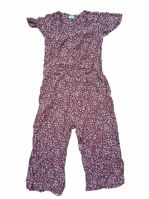 Červený dlouhý overal s květinami pro holky secondhand