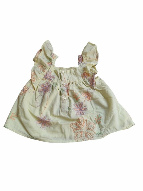 Žluté šaty s volánky a vyšitými květinami secondhand Primark