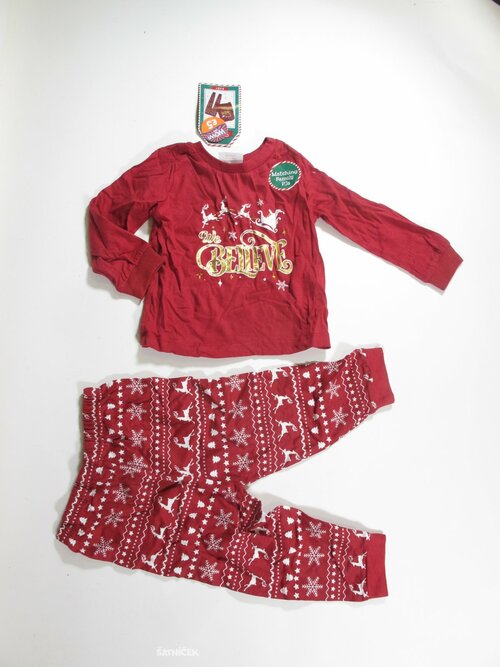 Pyžamo pro děti bílo vínové vánoční outlet