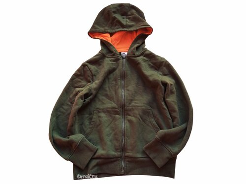 Tmavě zelená mikina s kapucí pro kluky secondhand little kids