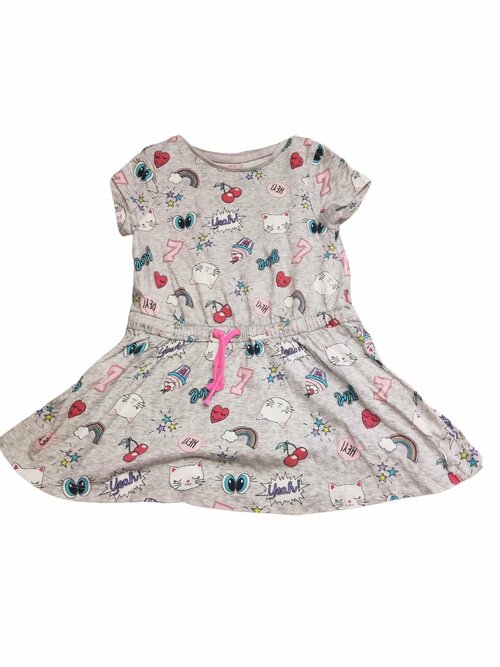 Šedé šaty s obrázky na šňůrku secondhand F&F